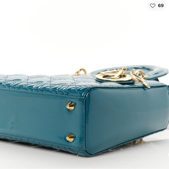Christian Dior Patent Cannage Small Lady Dior Turquoise - Picture 9 of 9